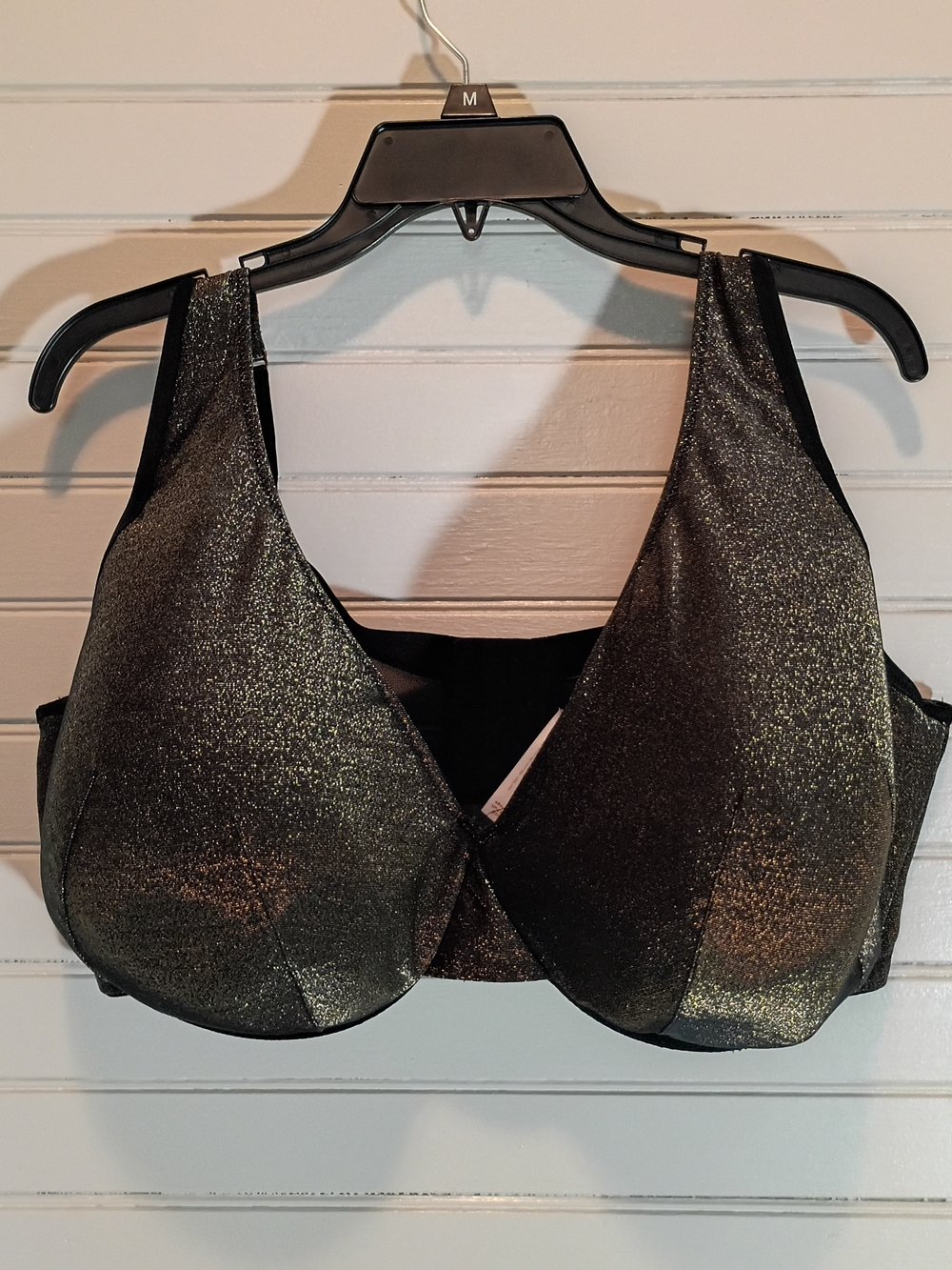 Cacique 44H Bra Black Gold Sparkle Lightly Lined Full Coverage